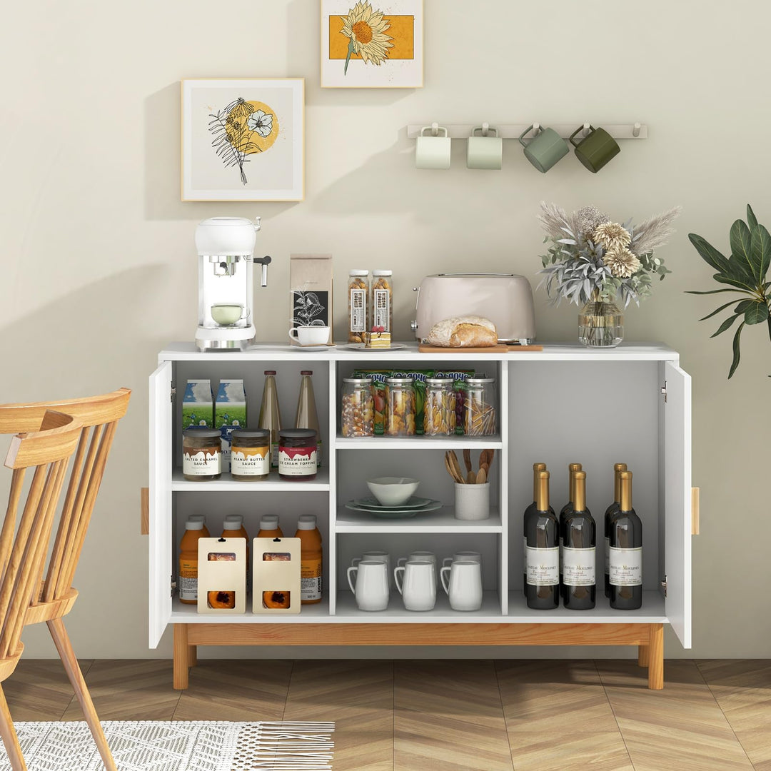 Giantex Buffet Sideboard, Kitchen Storage Cabinet with 3 Open Shelves & 2 Side Cabinets