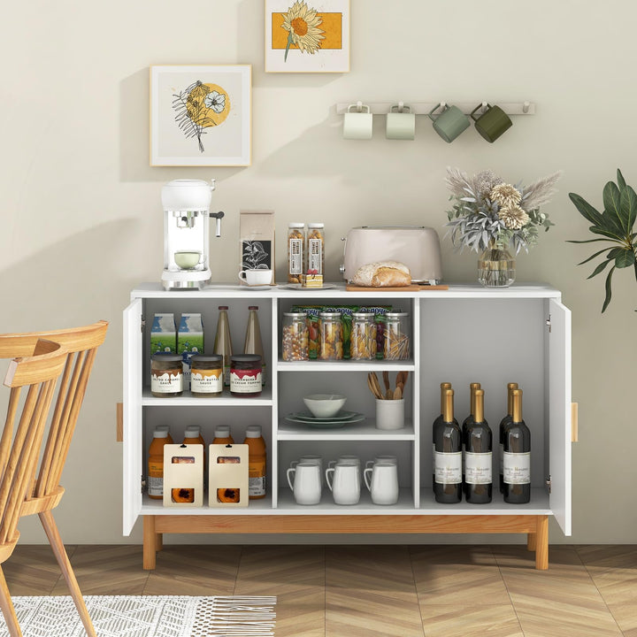 Giantex Buffet Sideboard, Kitchen Storage Cabinet with 3 Open Shelves & 2 Side Cabinets