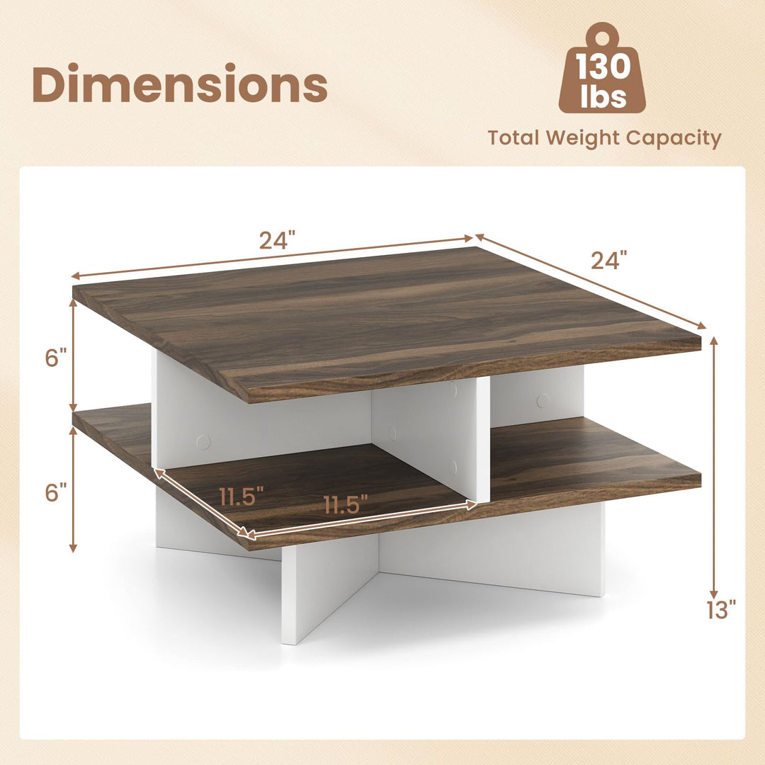Giantex Square Coffee Table with Storage for Living Room