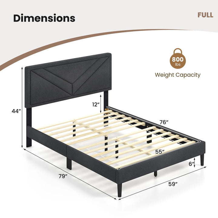 Upholstered Platform Bed Frame with Diagonal Channel Tufted Headboard