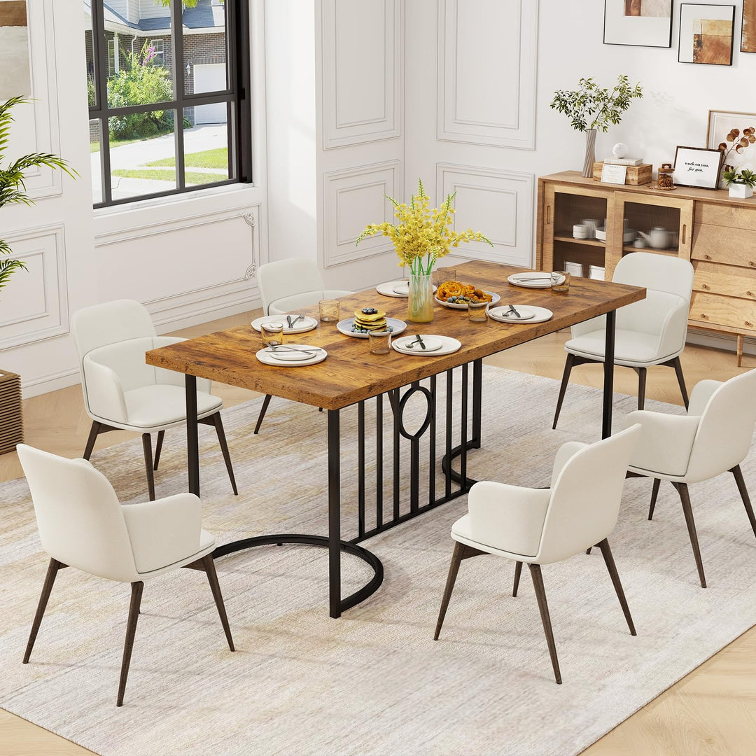 Giantex 71 Inch Large Dining Table for 6-8 People, Farmhouse Rectangular Kitchen Table with Metal Frame