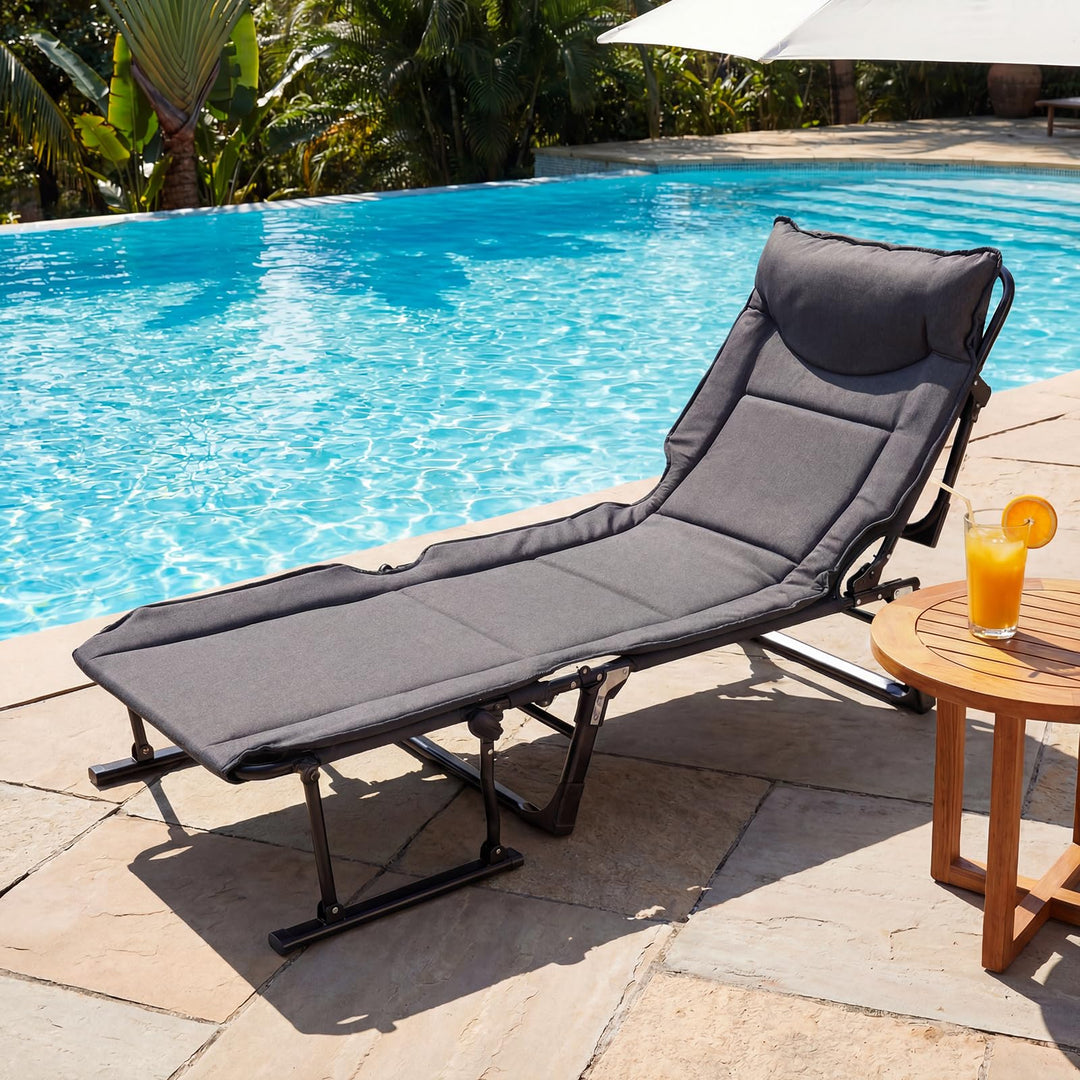 Giantex Folding Patio Lounge Chair with 6 Backrest Positions