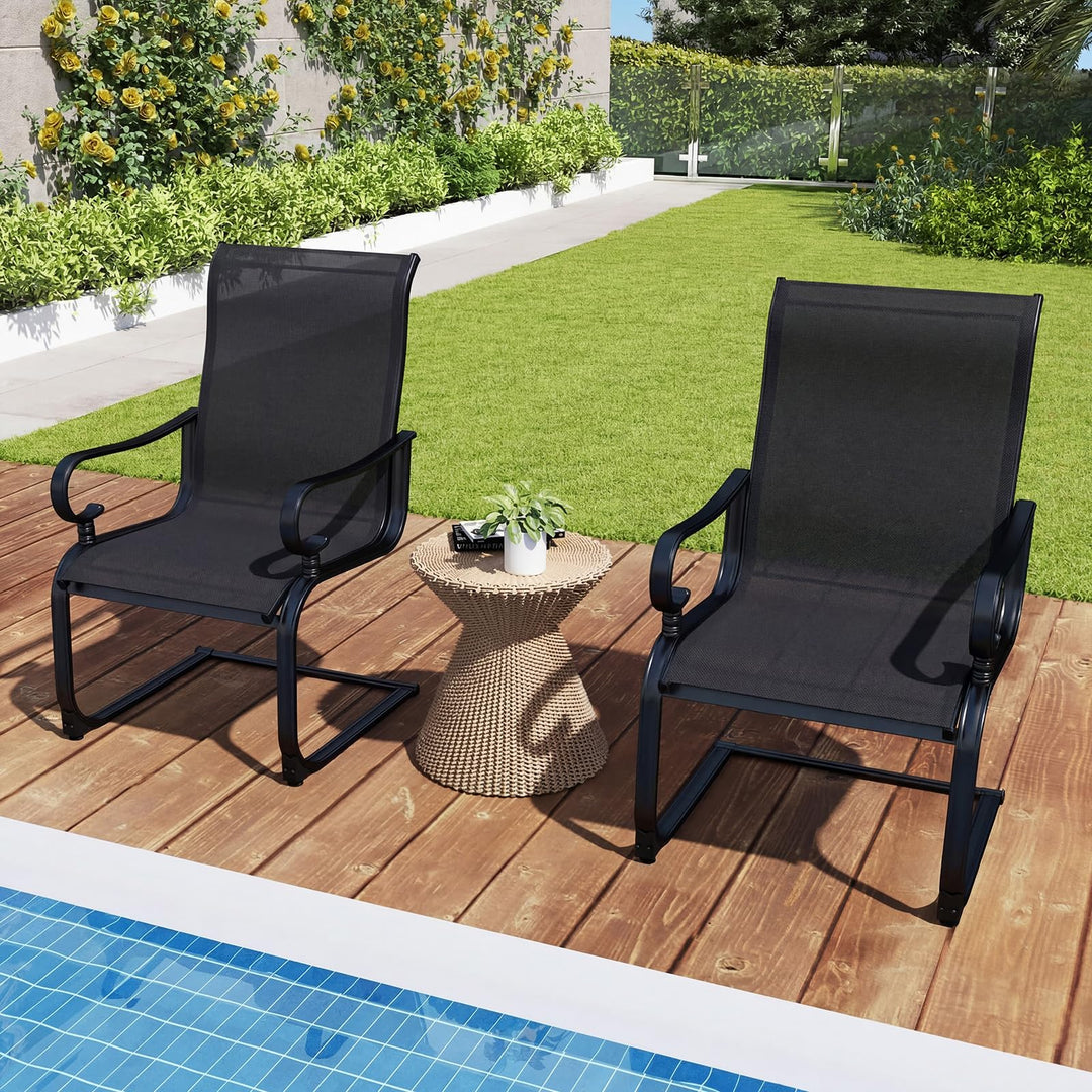 Giantex Patio Dining Chairs Set of 2/4 | High Back Outdoor Patio Chairs with Metal C Spring Frame