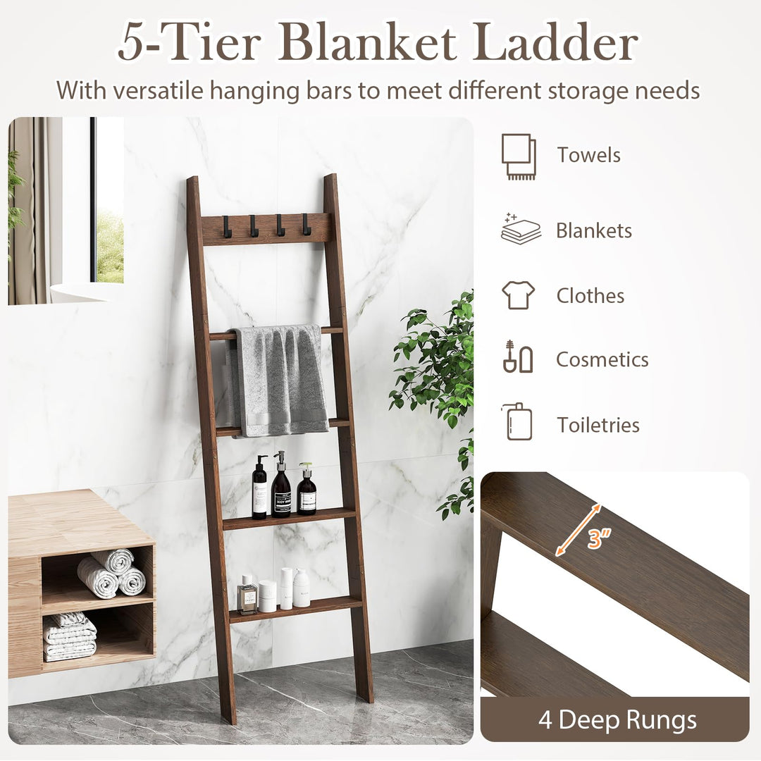 Giantex Bamboo Blanket Ladder
