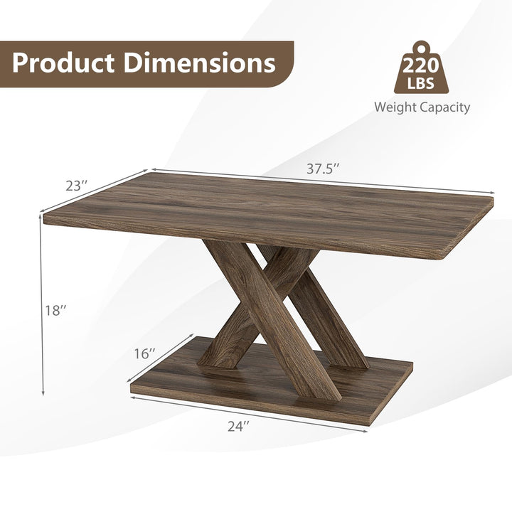 Giantex 37.5 Inch Wood Living Room Table with Stable Base & Rubber Wood Connection