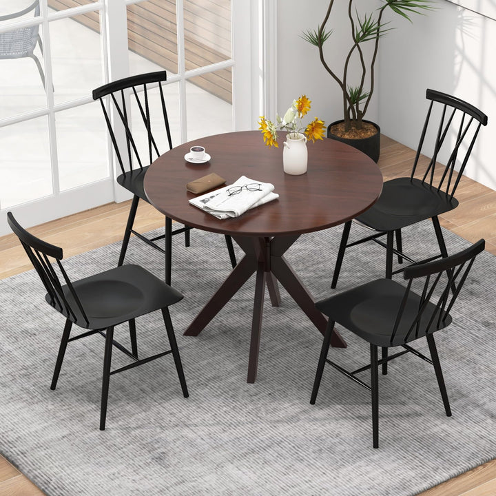 Giantex Metal Dining Chairs Set, Farmhouse Kitchen Chairs w/High Cross Backrest & Curved Seat