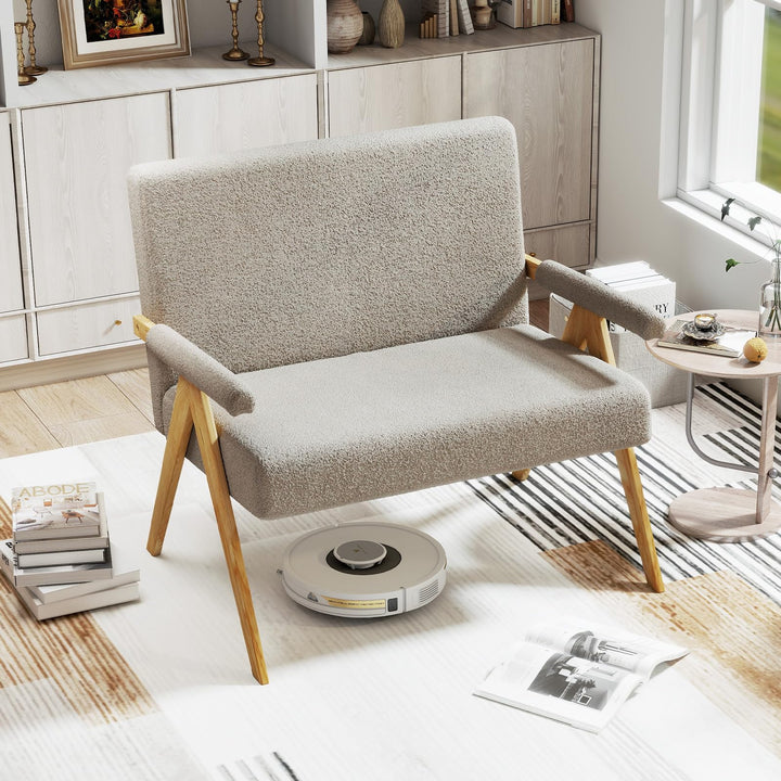 Giantex Loveseat Sofa with Armrests and Wooden Legs