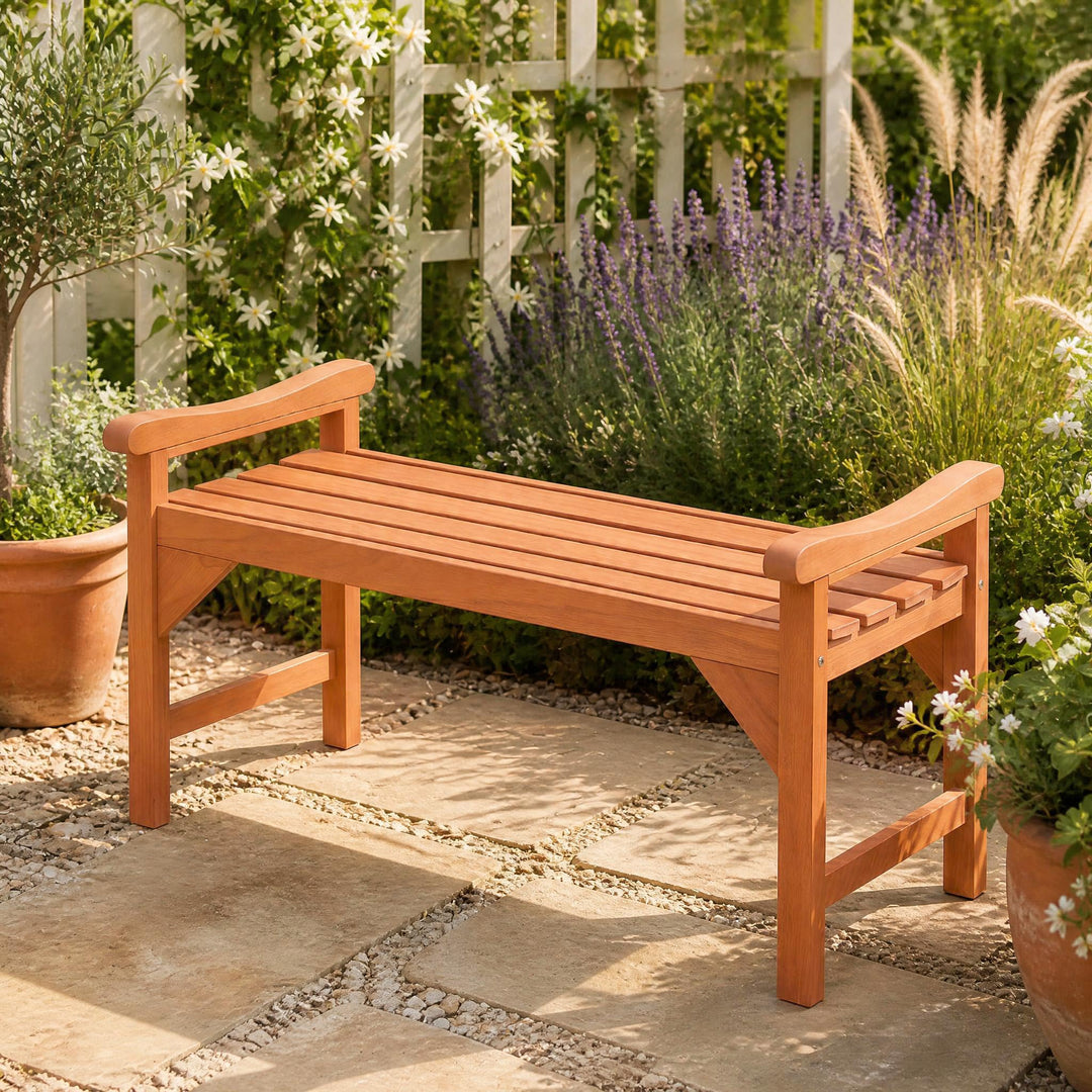 GIANTEX 40" Wooden Backless Garden Bench with Support Handles (1/2)
