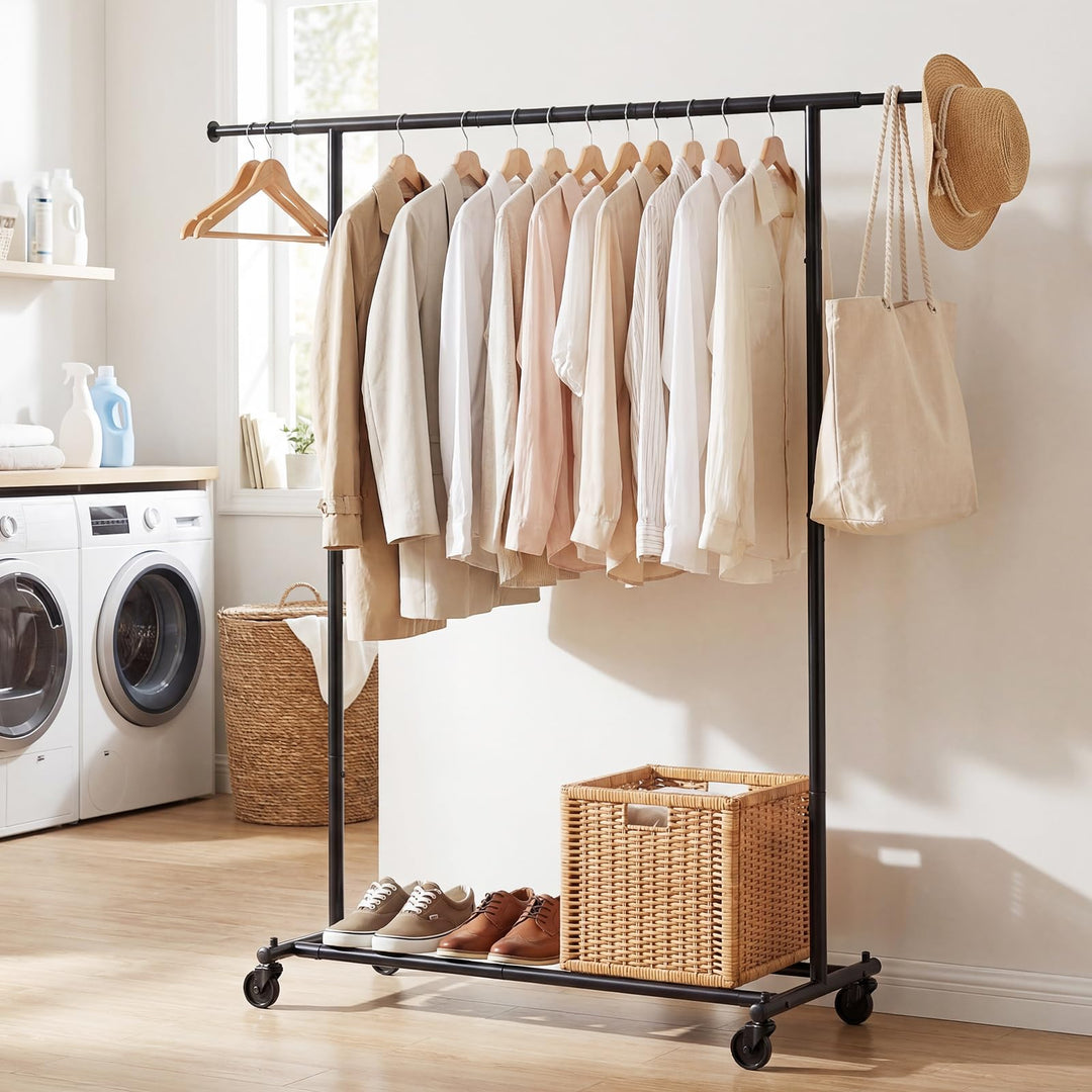 Giantex Extendable Heavy-Duty Rolling Clothing Rack with Wheels