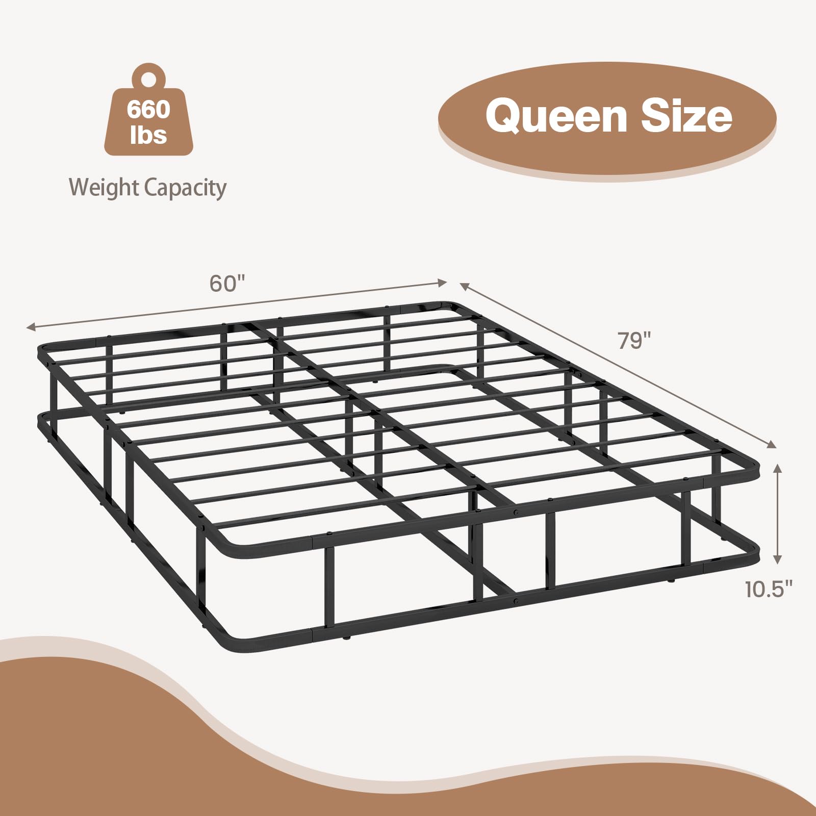 Giantex 10 Inch Bed Frame Queen Size, Metal Platform Queen Bed Frame, Heavy Duty Steel Slat Support