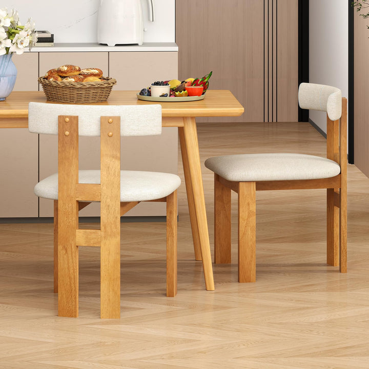 Giantex Modern Upholstered Accent Side Chairs with Curved Backrest