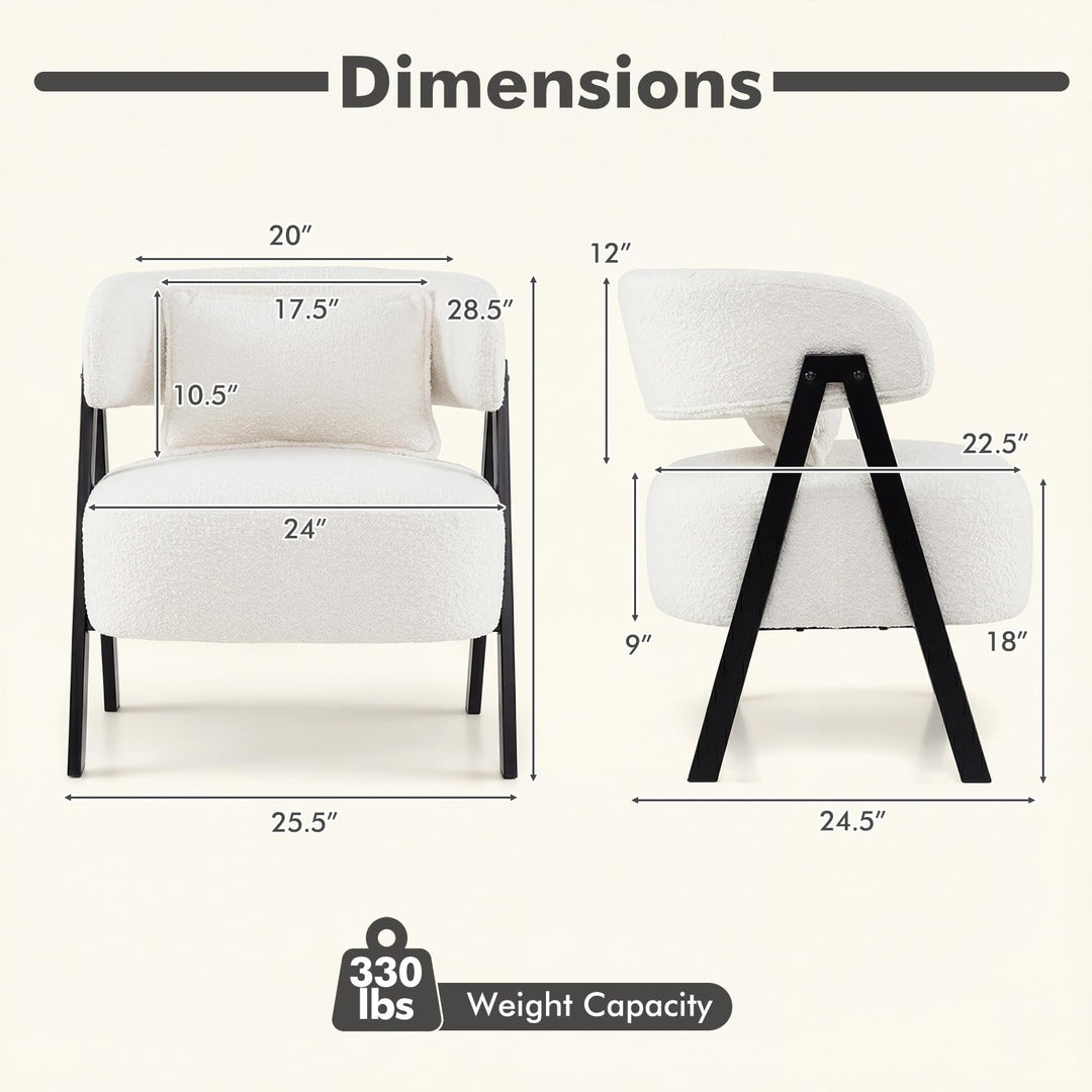 Giantex Barrel Accent Chair Faux Rabbit Fur Upholstered Armchair