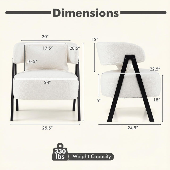 Giantex Barrel Accent Chair Faux Rabbit Fur Upholstered Armchair