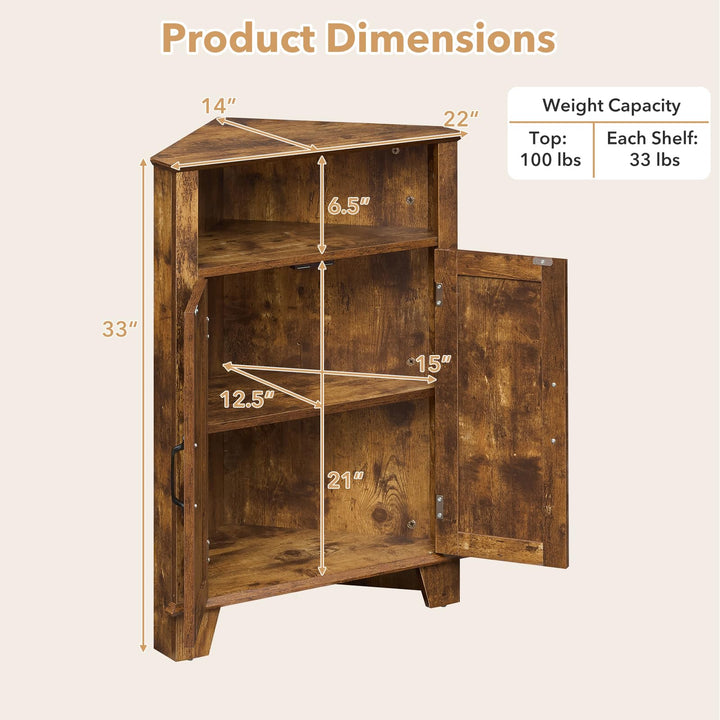 Giantex Bathroom Corner Storage Cabinet with Open Storage &amp; Adjustable Shelf