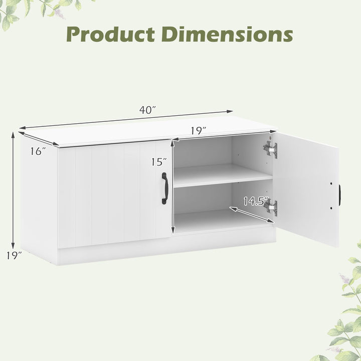 Giantex 2-Door Shoe Storage Bench Wooden Entryway Bench