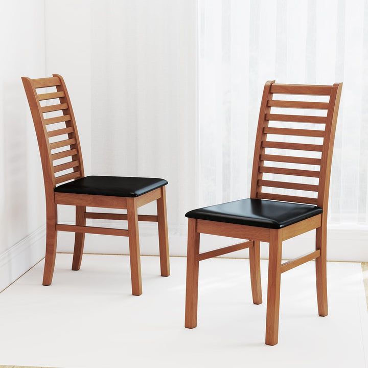Giantex Wooden Dining Chairs Set PU Leather Upholstered Kitchen Armless Chairs w/Rubber Wood Legs