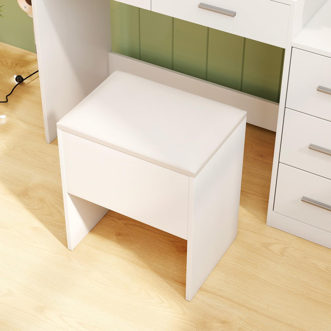 Vanity Stool with Hidden Storage with Soft Seat