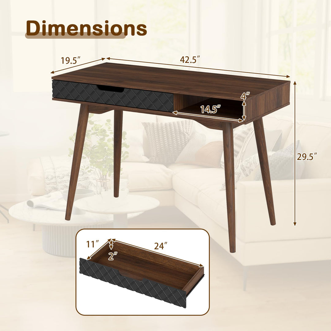 Giantex Mid Century Modern Desk 42.5" Vintage Computer Desk