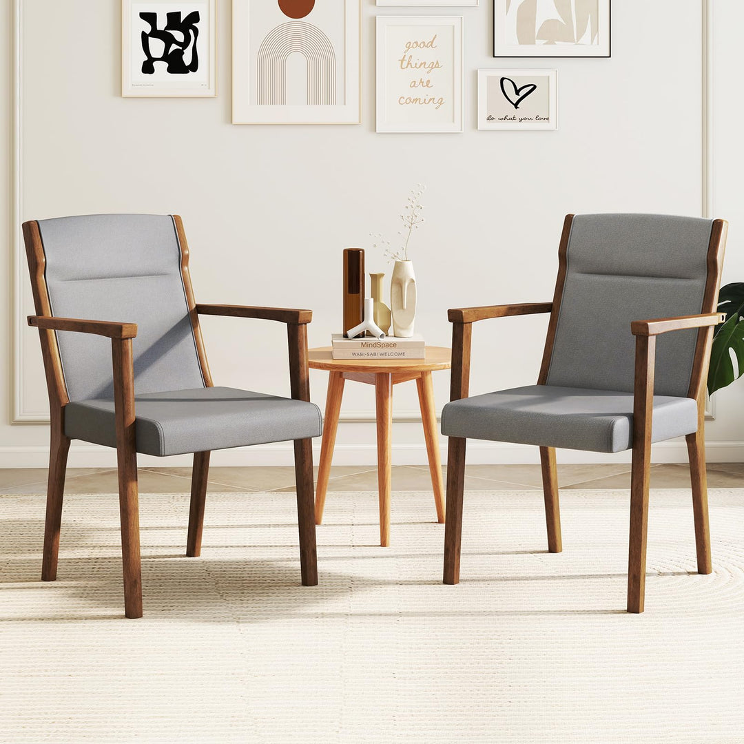 Giantex Mid Century Modern Dining Chairs Set of 2/4 Upholstered Accent Chair with High Back