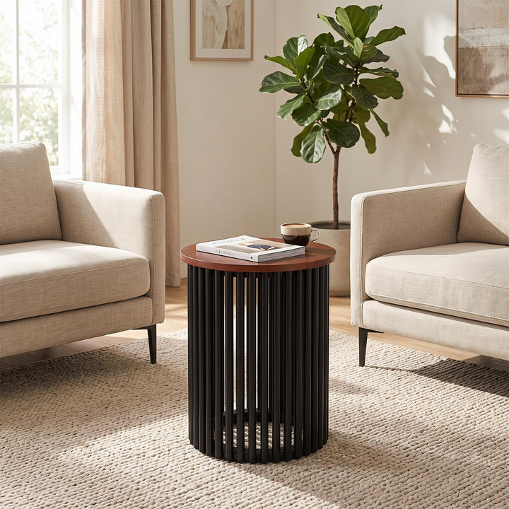 GIANTEX Round Acacia Wood Side Table With Round Top For Living Room