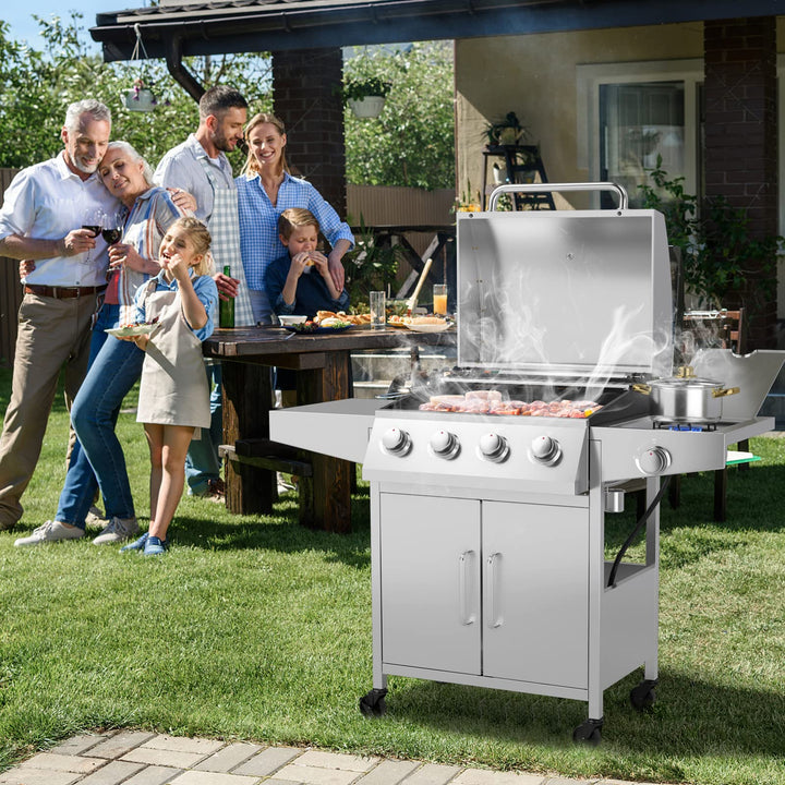 Giantex Propane Gas Grill with 4 Main Burners and Side Burner, total 50,000 BTU