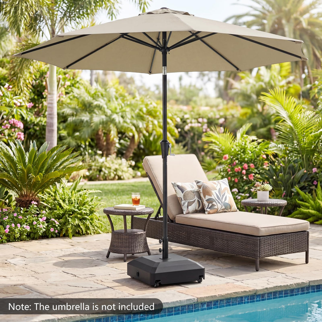 Giantex 150 lbs Fillable Patio Umbrella Base with Wheels Fits 1.3"-1.9" Poles