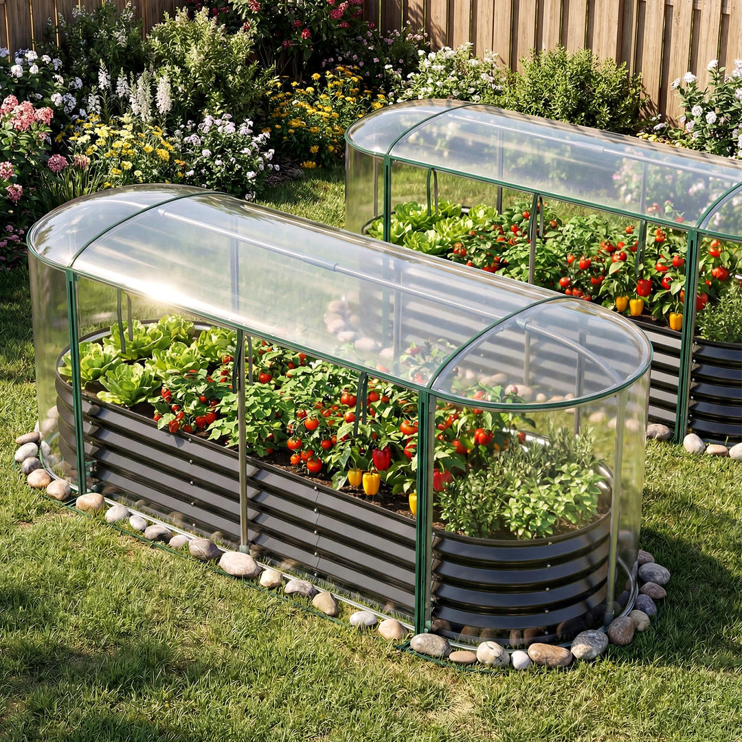 Giantex Raised Garden Bed w/Greenhouse Cover (6x2x1 FT)