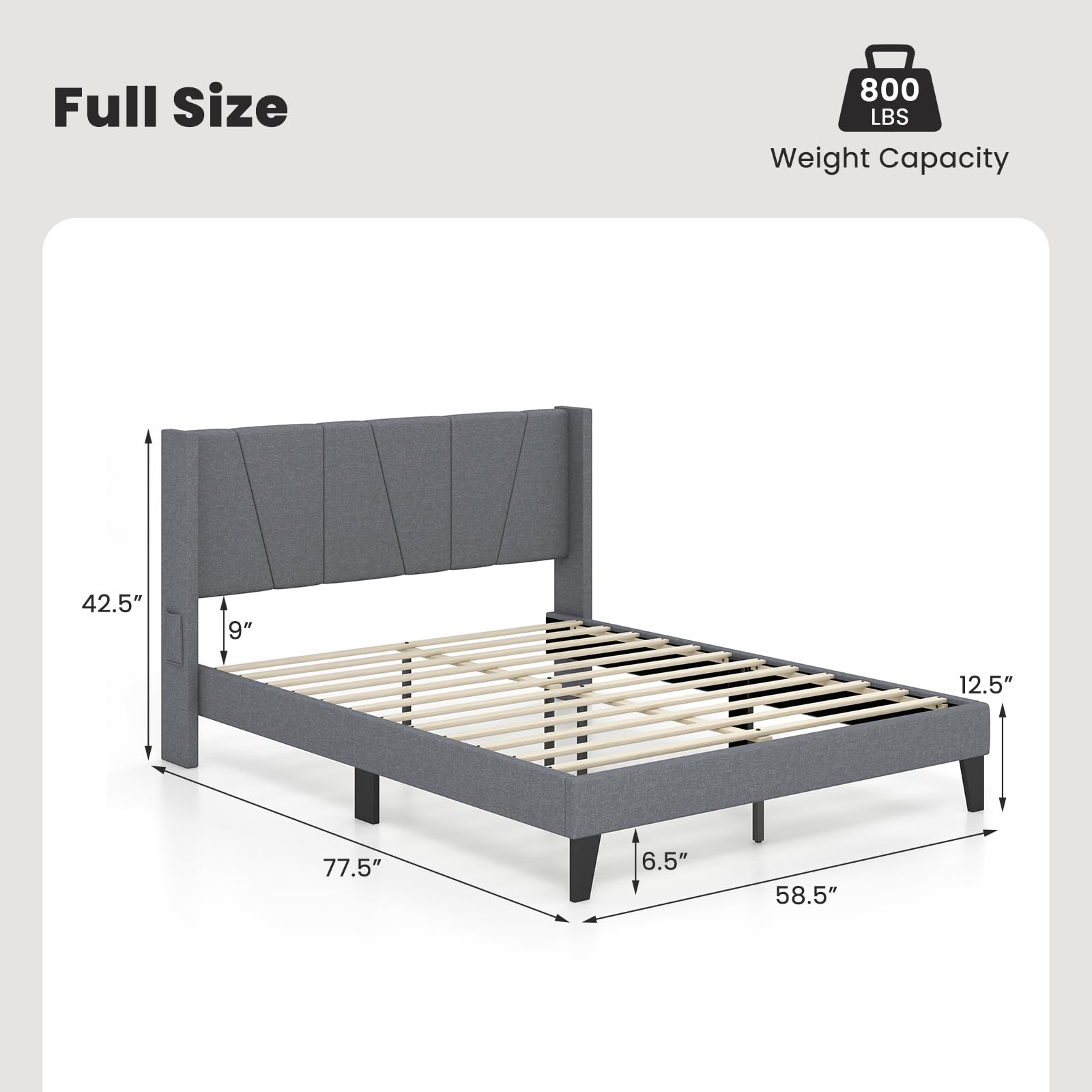Giantex Bed Frame with Wingback Headboard