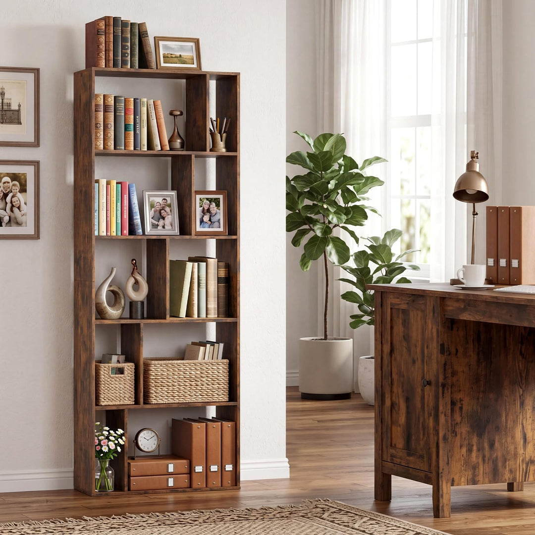 Giantex 6-Tier Bookshelf | 10-Cube Industrial Bookcase w/Open Back (1/2)