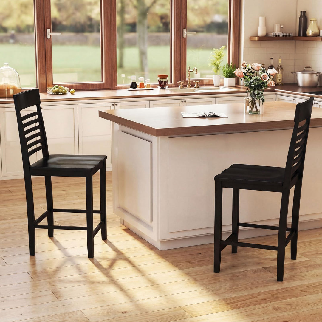 Giantex Dining Chair Set of 2/4 with Footrests and Solid Wood Frame