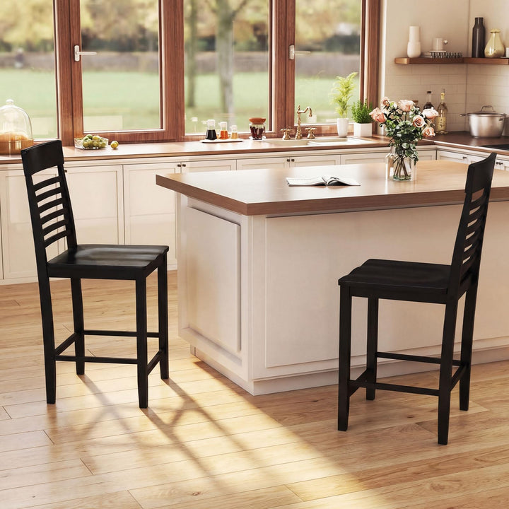 Giantex Dining Chair Set of 2/4 with Footrests and Solid Wood Frame