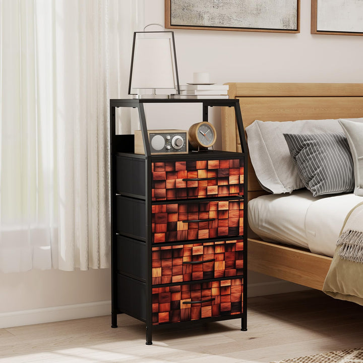 GIANTEX Industrial Nightstand | Tall Dresser with Sturdy Metal Frame (1/2)