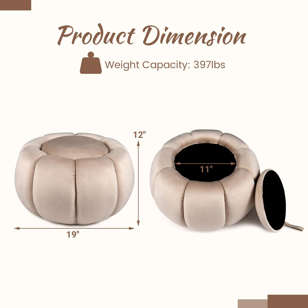 GIANTEX Pumpkin Shaped Ottoman Coffee Table with Storage &amp; Removable Lid