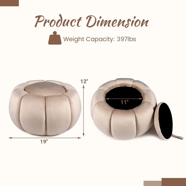 GIANTEX Pumpkin Shaped Ottoman Coffee Table with Storage &amp; Removable Lid