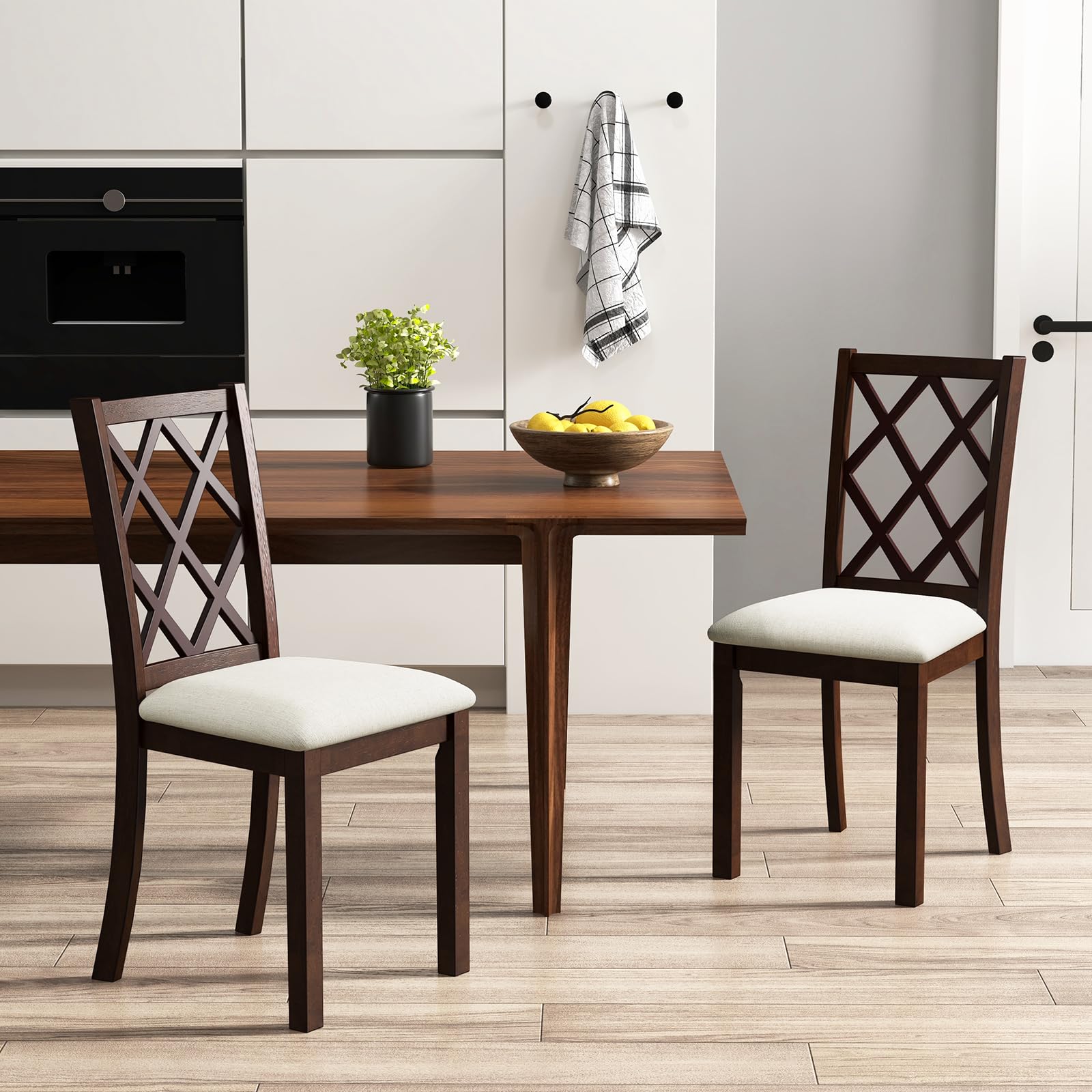 Giantex Wood Dining Chairs Set of 2, Farmhouse Kitchen Chair with Rubber Wood Legs, Max Load 400 Lbs