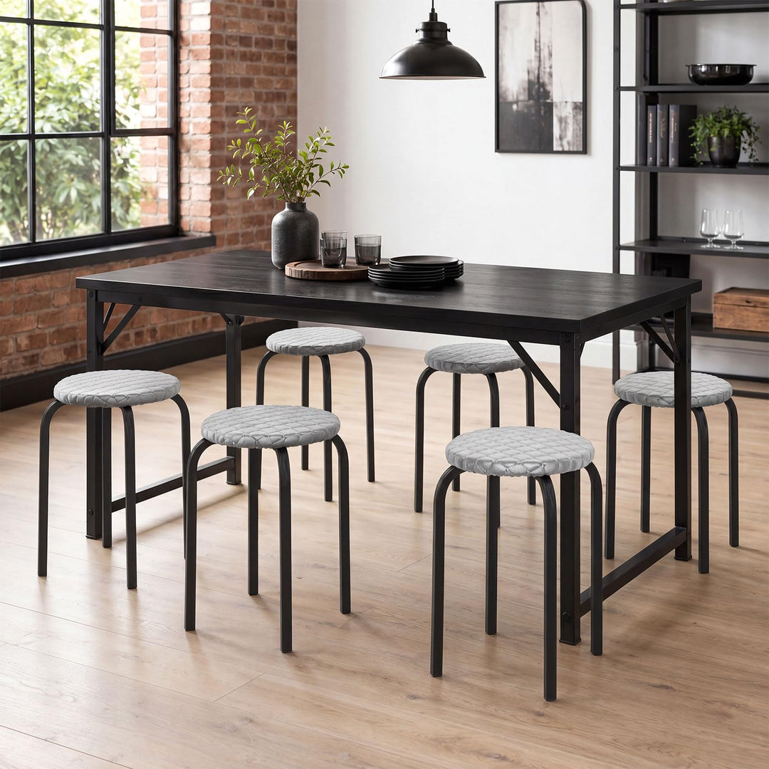 Giantex 18" Stackable Stools Set of 6 | Round Nesting Stools with Removable Washable Covers
