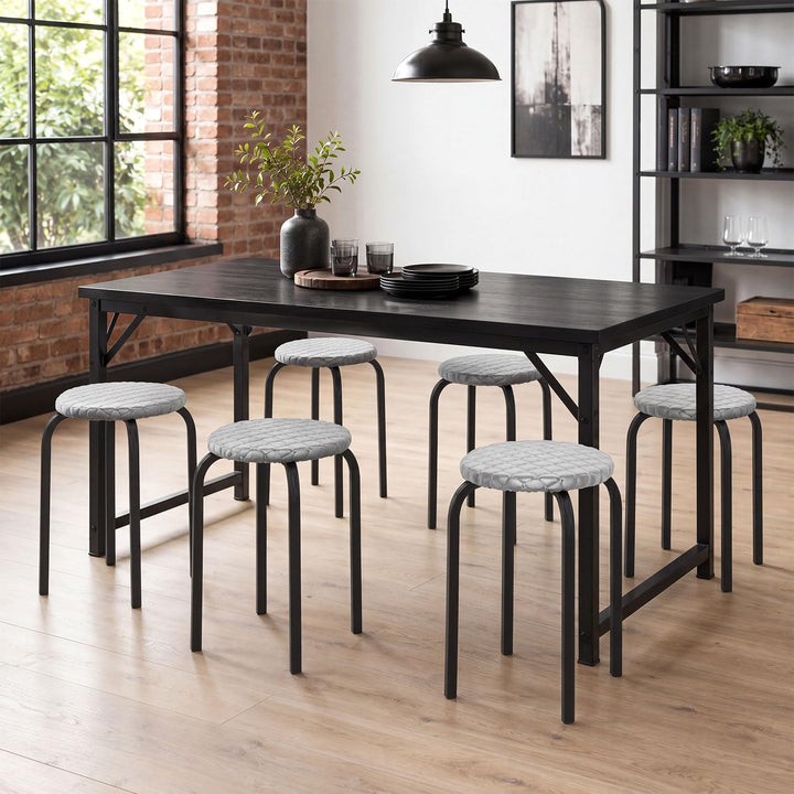 Giantex 18" Stackable Stools Set of 6 | Round Nesting Stools with Removable Washable Covers