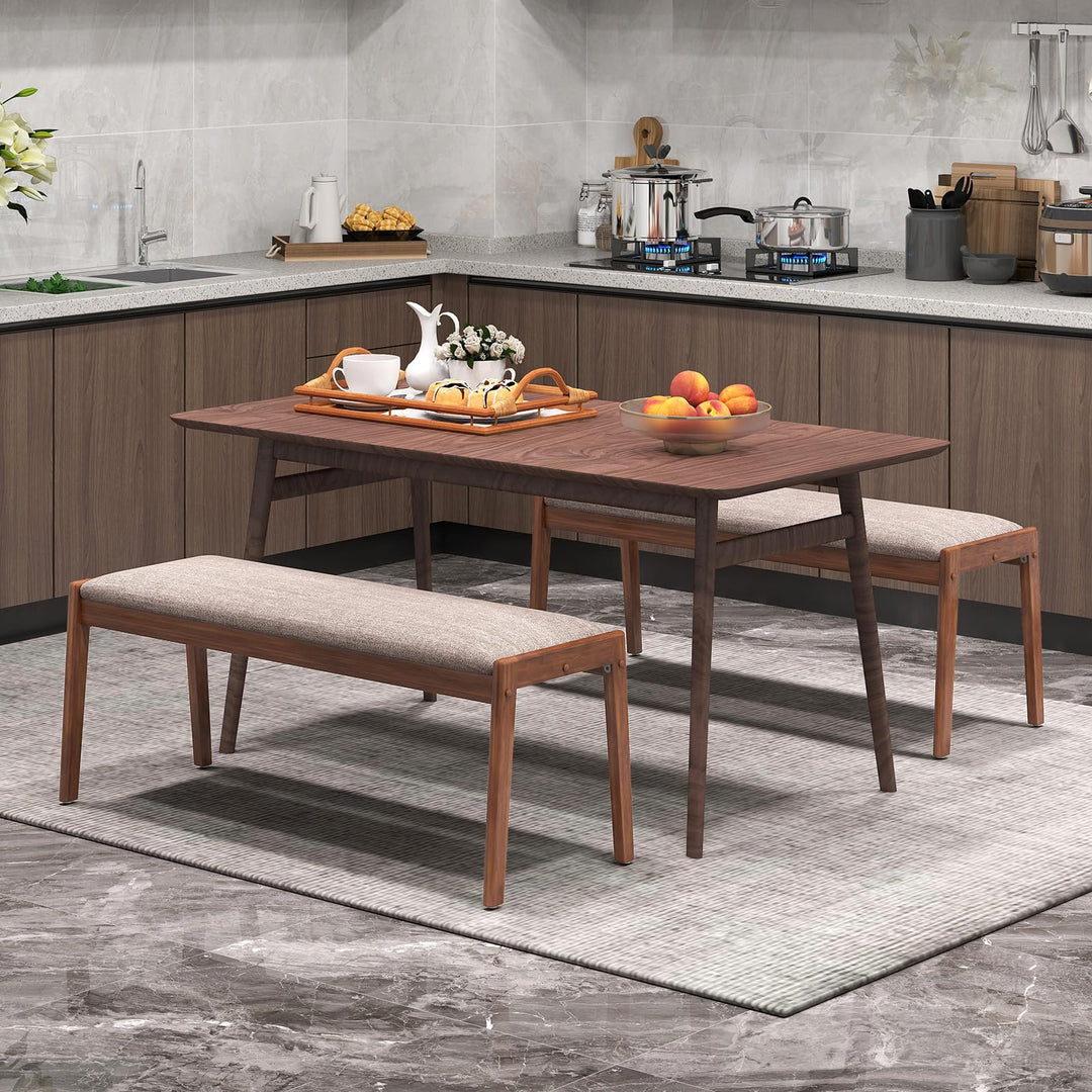 Giantex 45" Upholstered Entryway Bench with Rubber Wood Legs and Fabric Padded Seat
