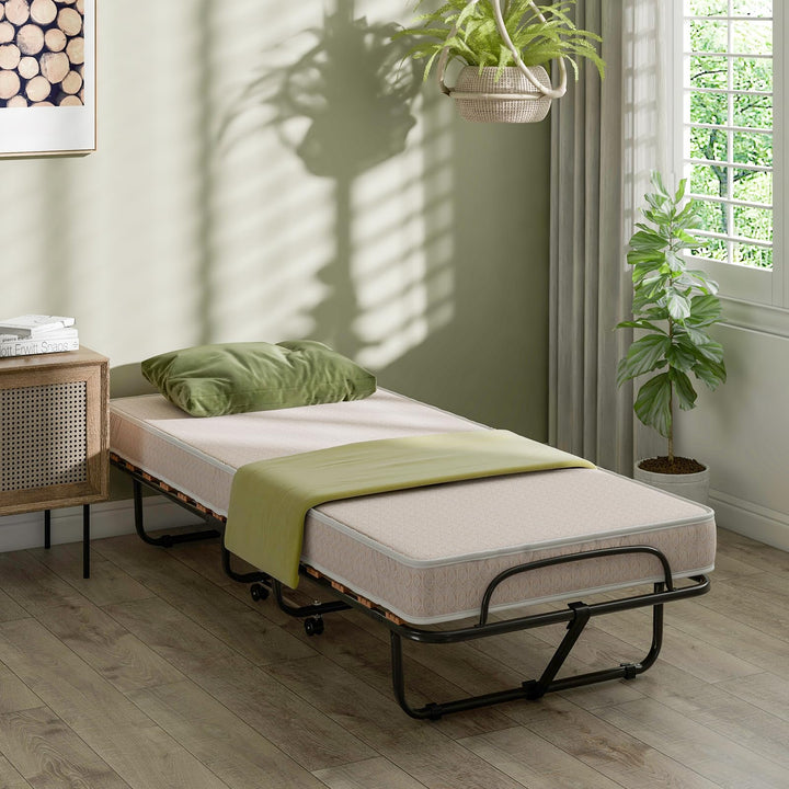 Giantex Folding Bed with Mattress - Single Cot Foldable Bed with 4" Mattress for Adults