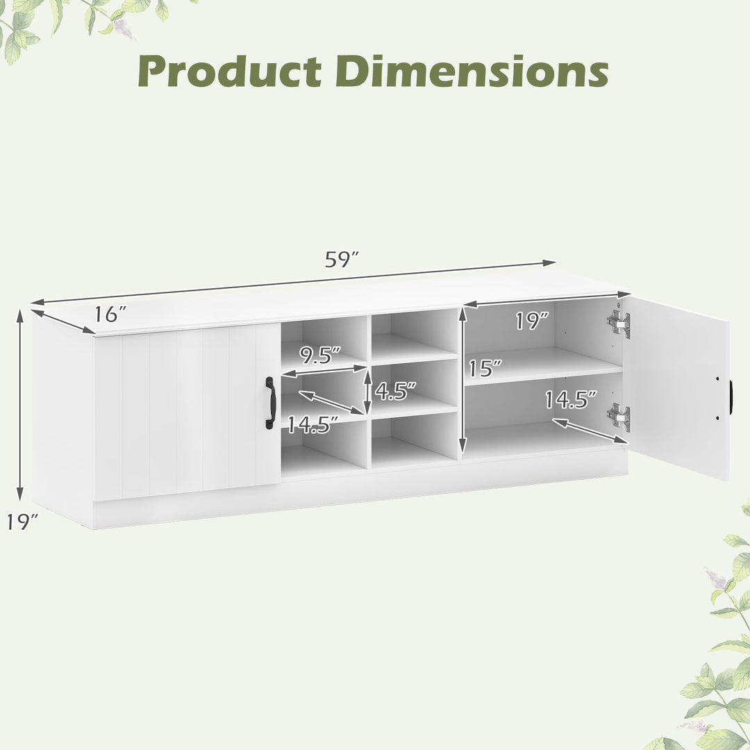 Giantex 2-Door Shoe Storage Bench Wooden Entryway Bench with Storage