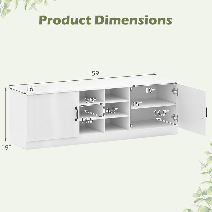 Giantex 2-Door Shoe Storage Bench Wooden Entryway Bench with Storage