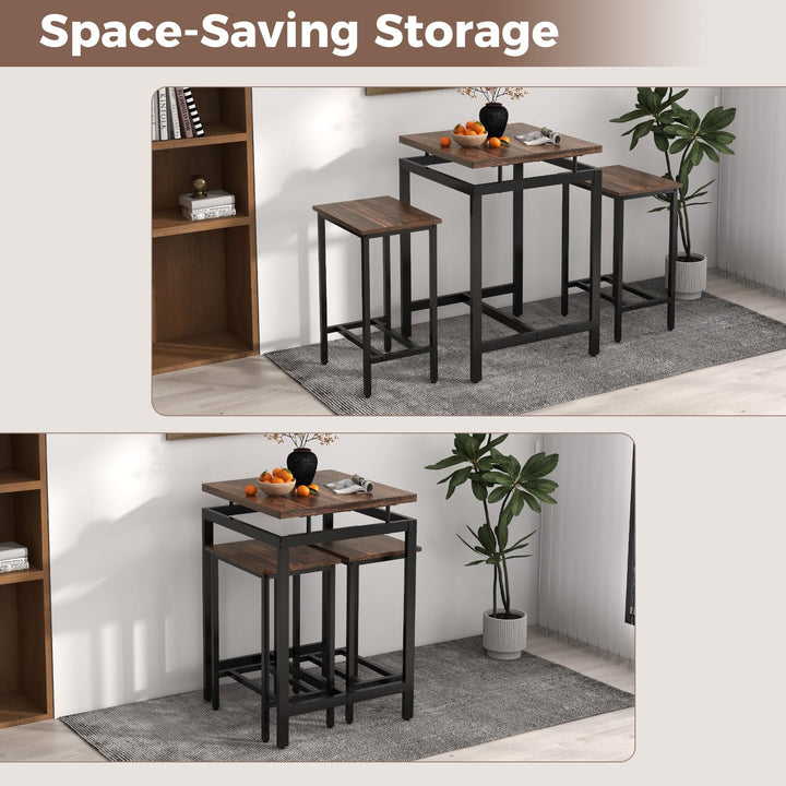 Giantex Small Dining Table Set for 2 - Counter Height Table Set with 2 Stools