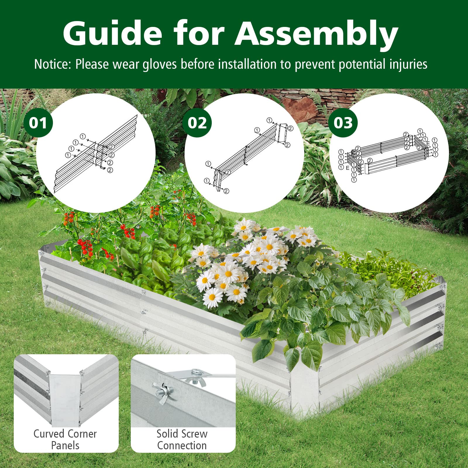 Giantex Galvanized Raised Garden Bed