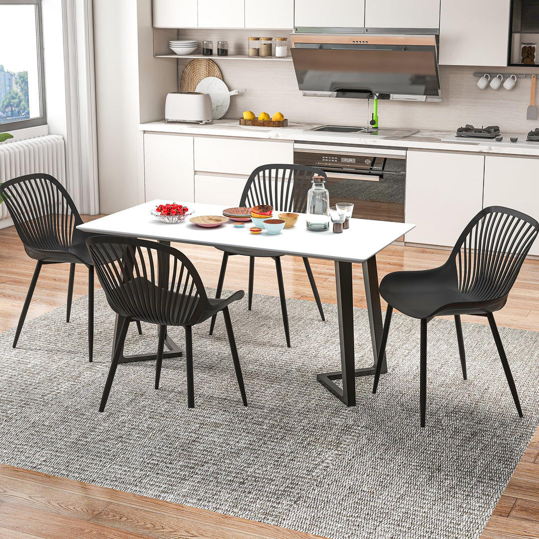Giantex Black Dining Chairs Set of 4, Modern Kitchen Chairs w/Metal Legs