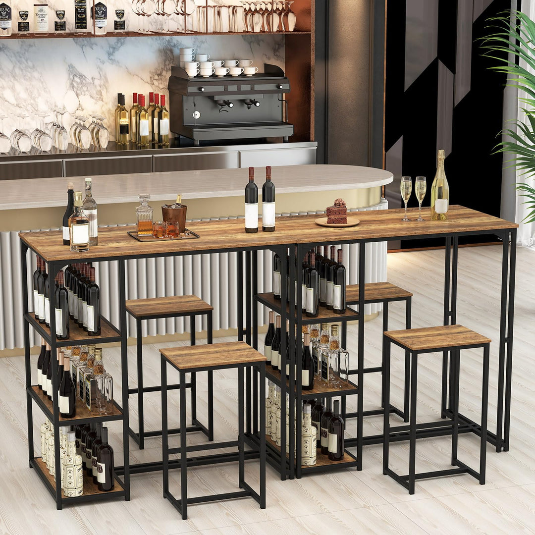 Giantex 3-Piece Dining Table Set for 2 Bar-Height Kitchen Table with 2 Stools