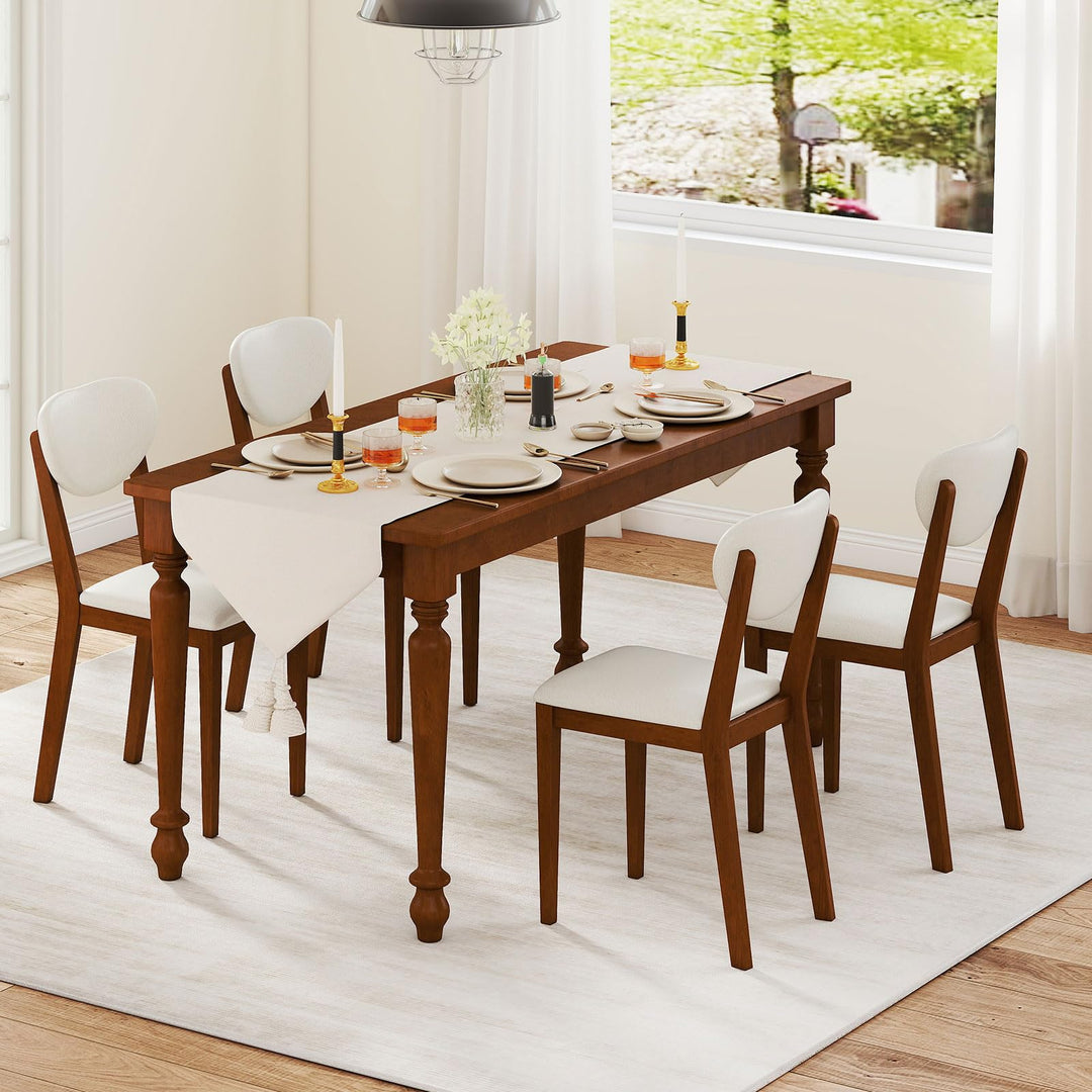 Giantex Sherpa Dining Chairs Set of 4 Modern Kitchen Chair w/Rubber Wood Legs