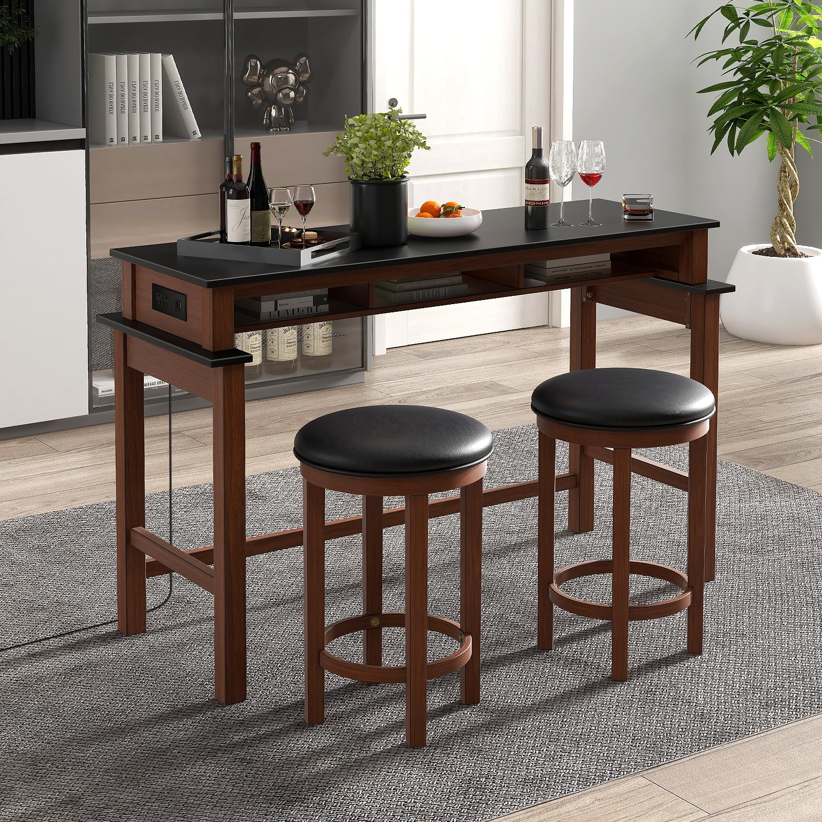 Giantex Small Dining Table Set for 2 - Bar Table and 2 Bar Stools