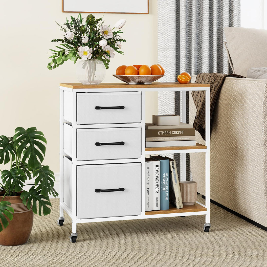 Giantex 3 Drawer Mobile File Cabinet with Charging Station