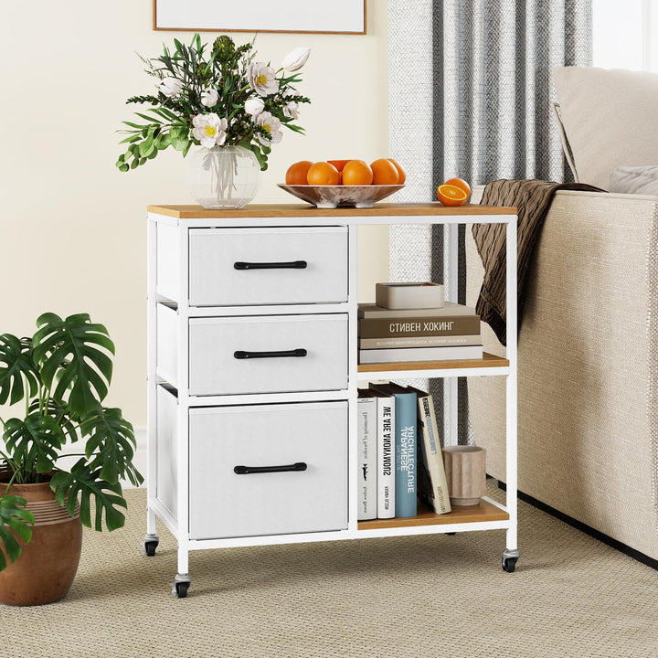 Giantex 3 Drawer Mobile File Cabinet with Charging Station