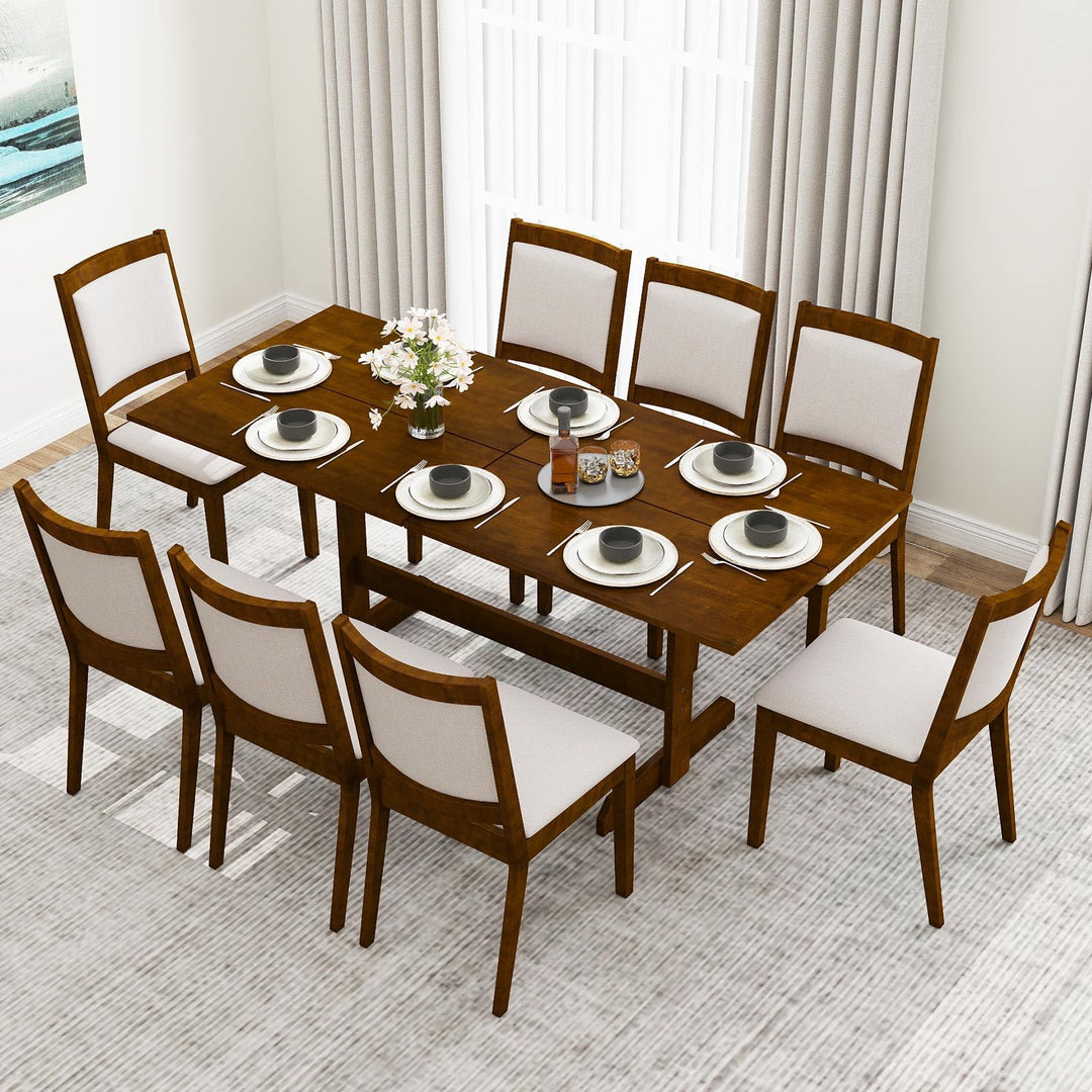 Giantex 71" Dining Table with H-shaped Rubber Wood Leg and Wood Grain Tabletop